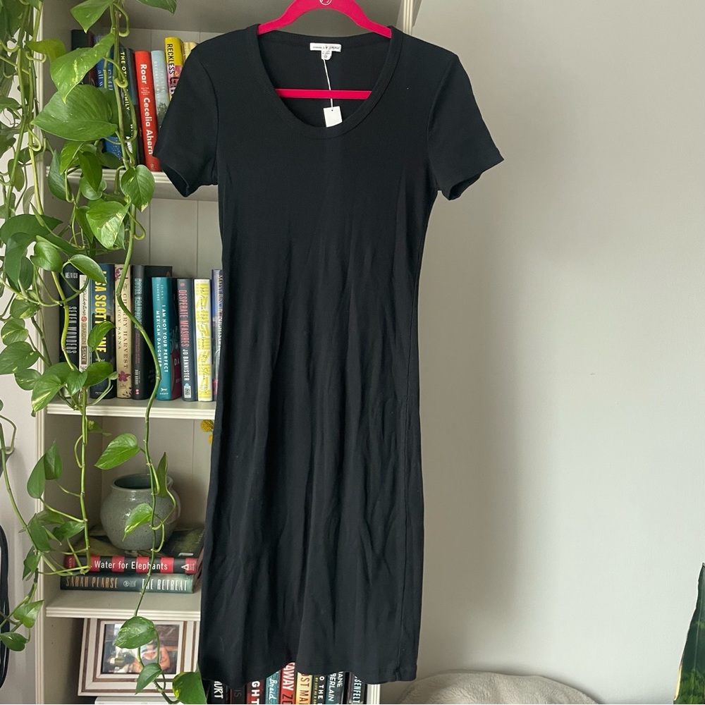 James Perse Black Ribbed Mini Dress